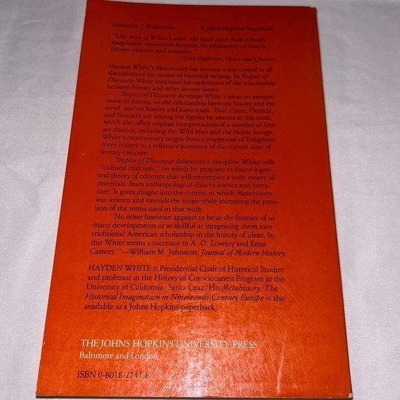 Book Paperback:Tropics of Discourse:Essays in Cultural Criticism by:Hayden White - Picture 5 of 5